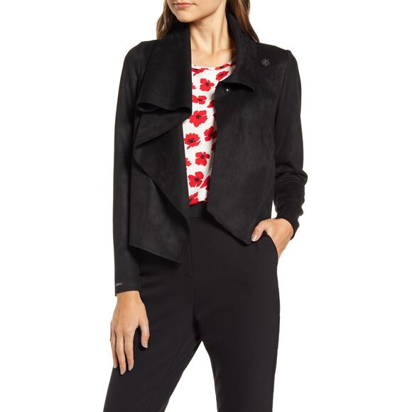 Anne Klein Jackets & Blazers - Anne Klein Faux Suede Waterfall Jacket Black Small